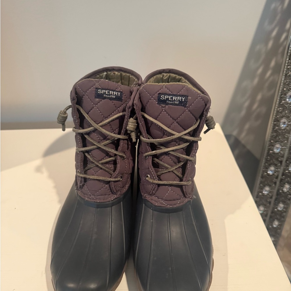 Sperry Dark Plum and Black Quilted Boots